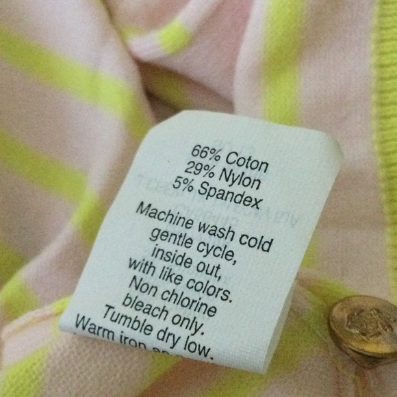 J. Crew Jackie Cardigan Striped Anchor Buttons Pink Yellow - Sz Medium - Picture 14 of 14